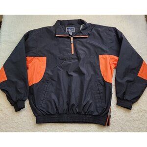 Holloway 1/4 Zip Pull Over Jacket Windbreaker Mens L Black Orange Lined Golf